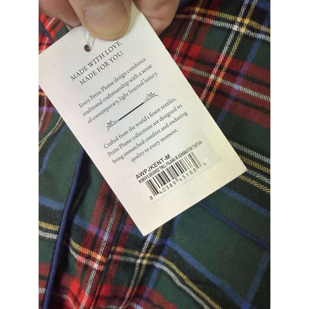PETITE PLUME Women's Brushed Twill Pajama In Kensington Tartan Sz M $118 NWT - Picture 9 of 13